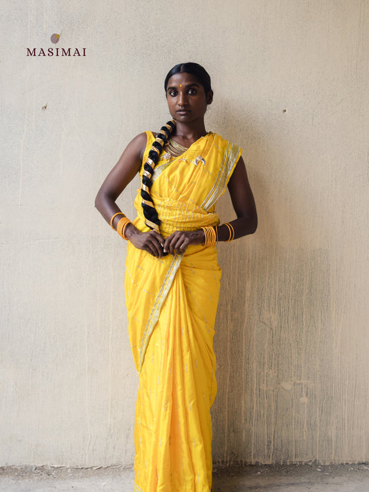 அனலி | Anali - Yellow embroidered silk saree