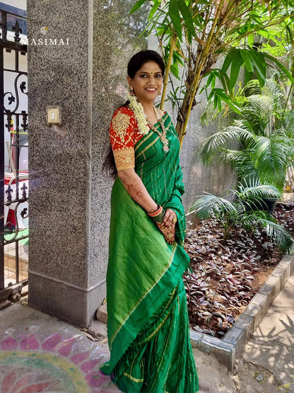 மயிலி | Mayili - Green embroidered silk saree