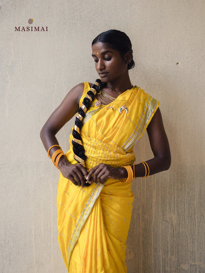 அனலி | Anali - Yellow embroidered silk saree