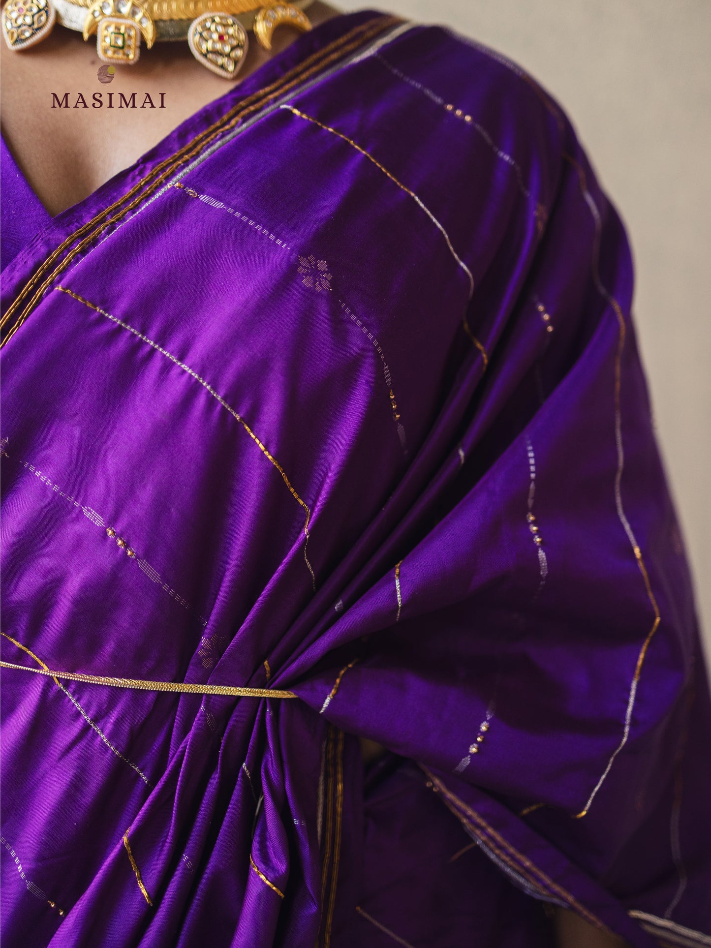 குயிலி | Kuyili - Purple embroidered silk saree