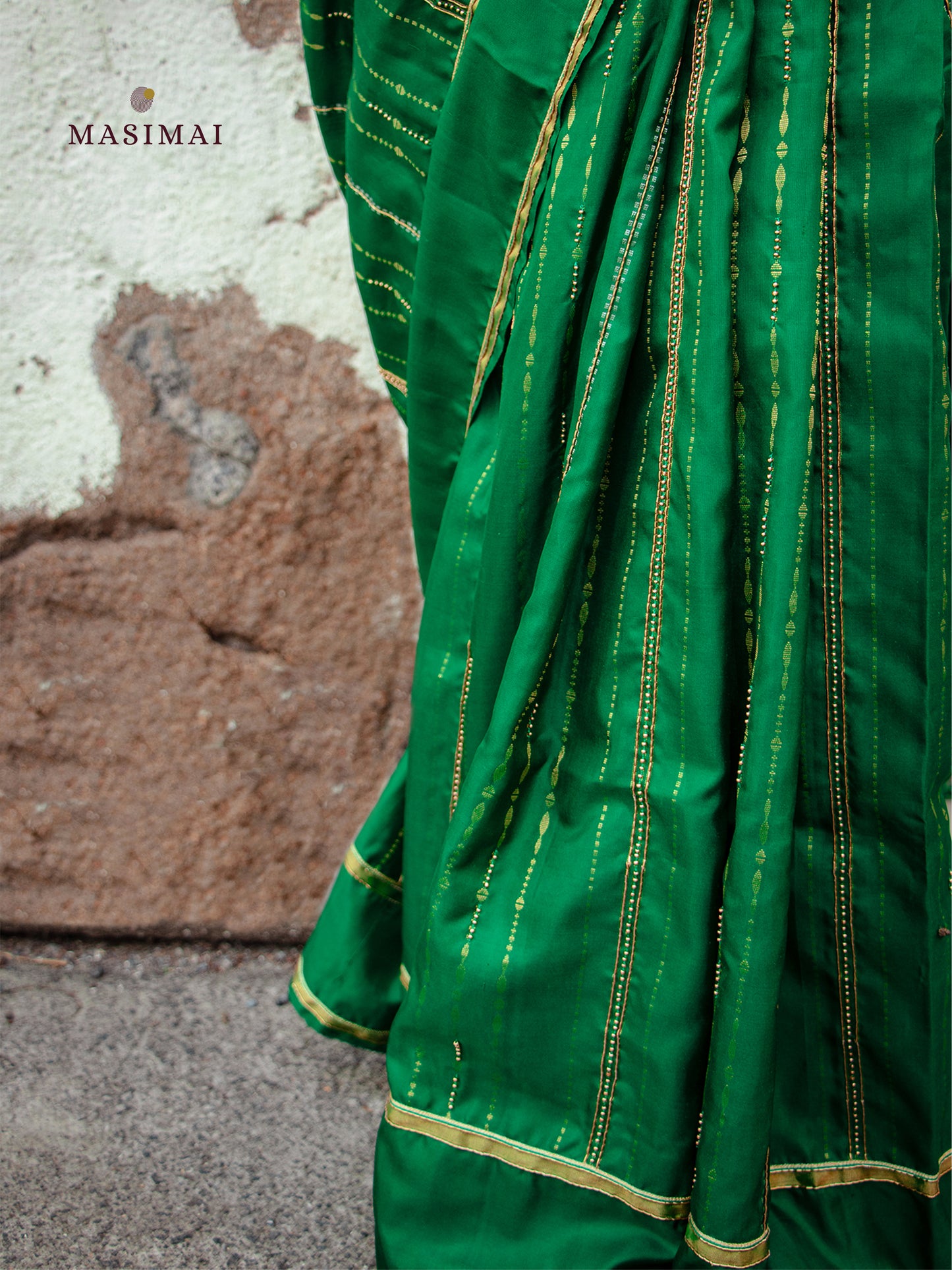 மயிலி | Mayili - Green embroidered silk saree