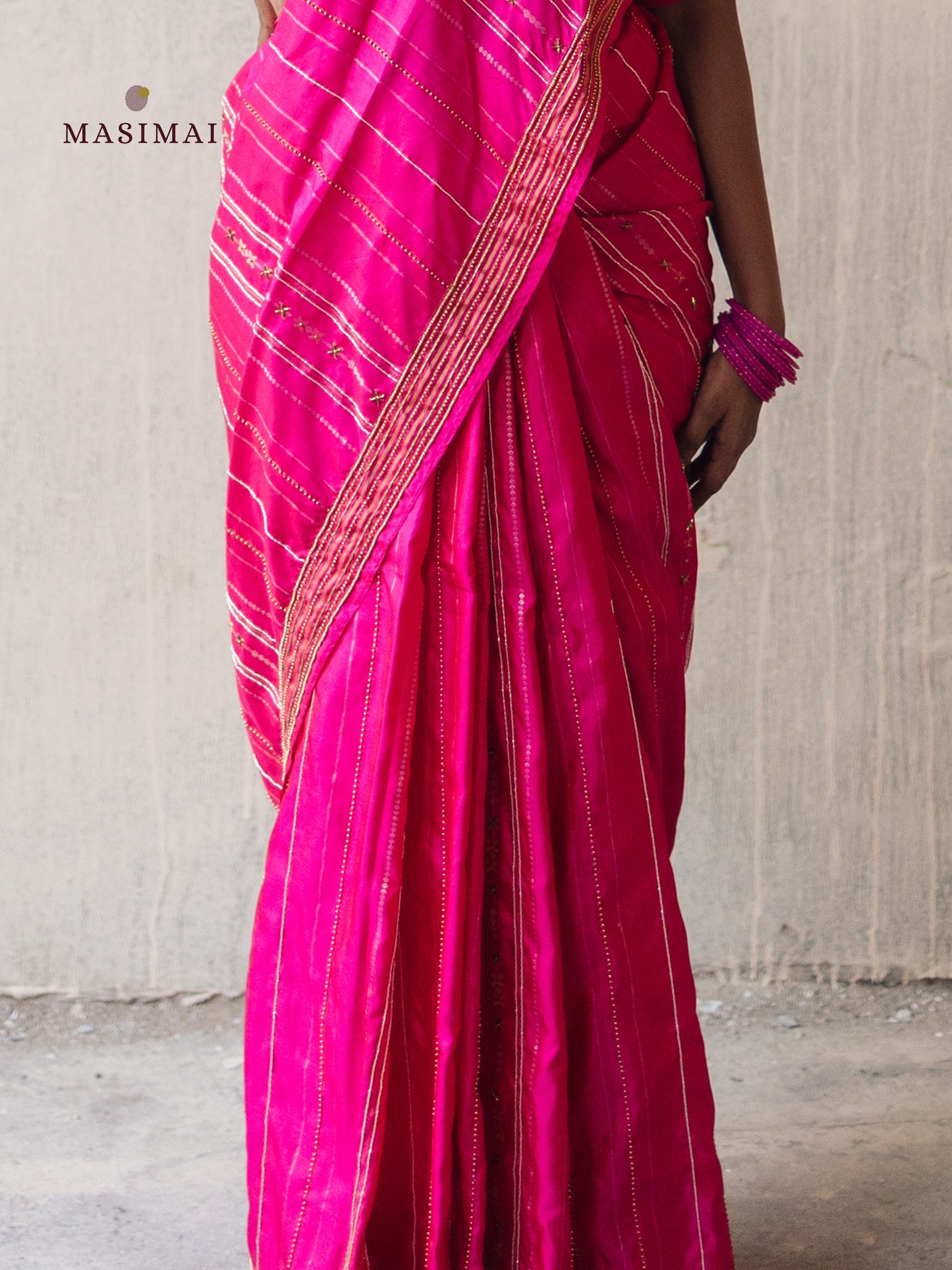 கமலி | Kamali - Pink embroidered silk saree