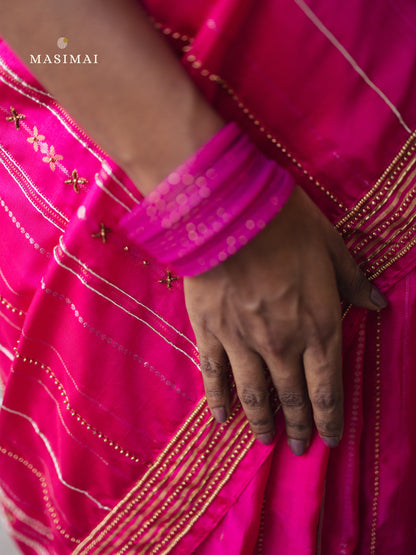 கமலி | Kamali - Pink embroidered silk saree